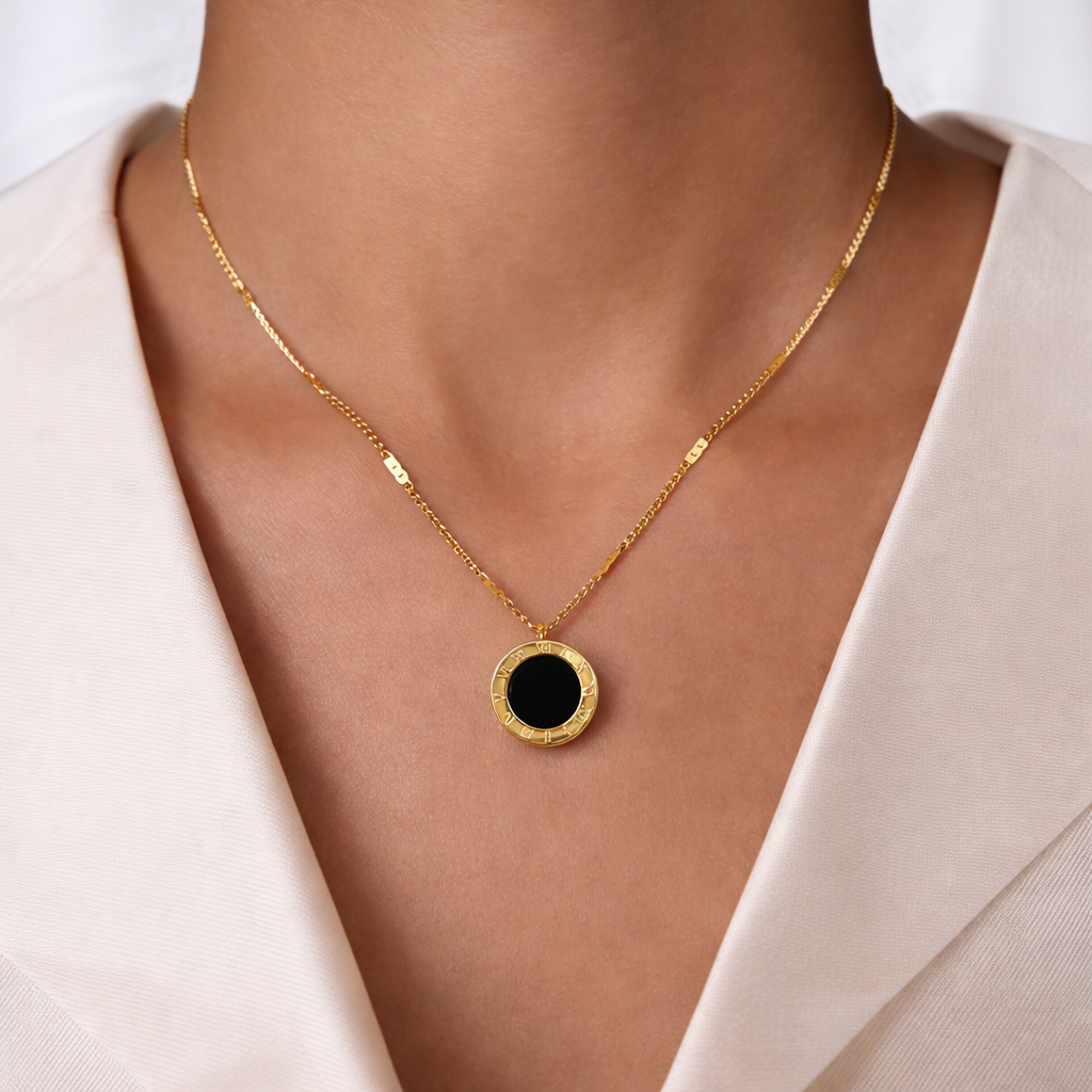 Wholesale Gold Color Stainless Steel Double-Sided Shell Pendant Necklace
