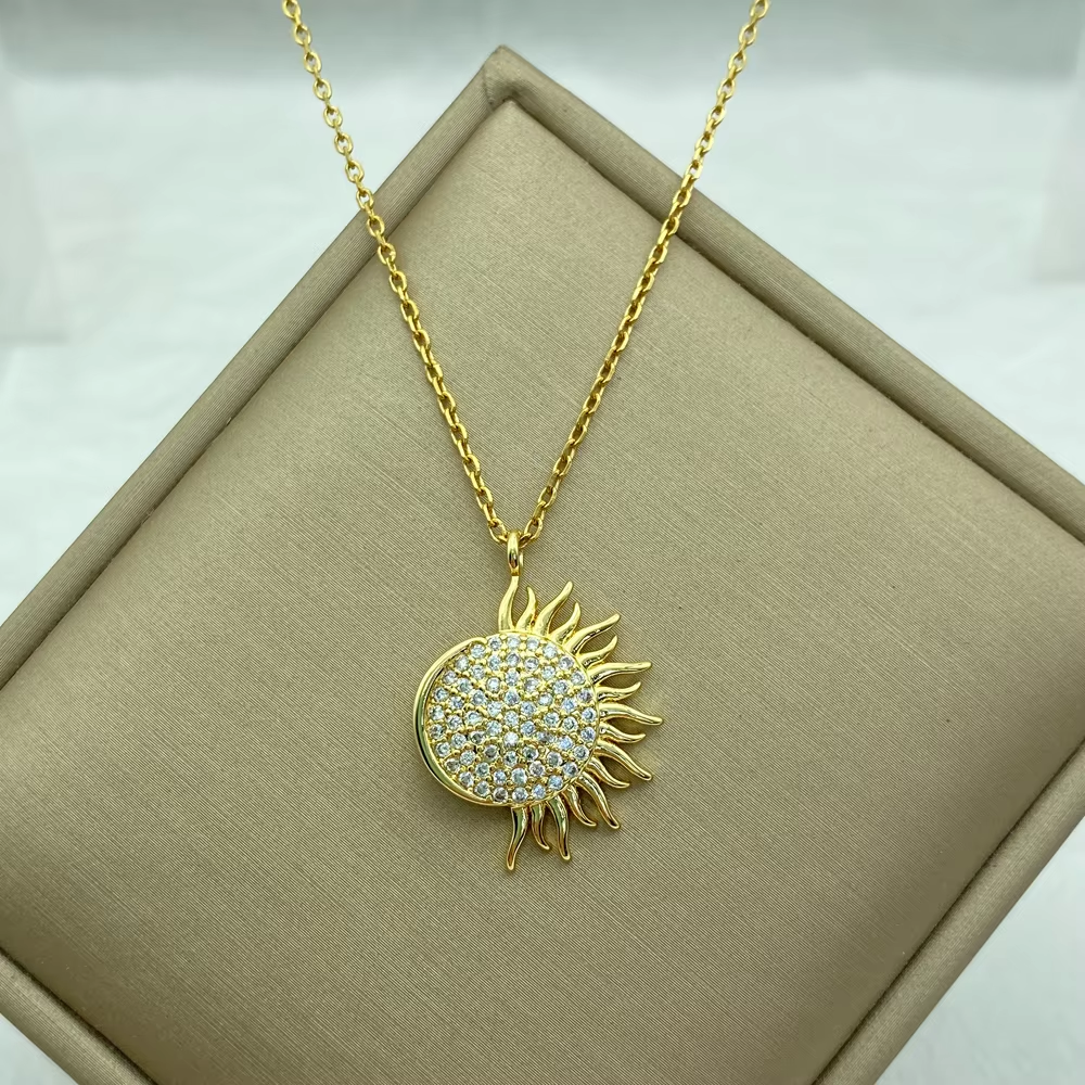 18K Gold Plated Stainless Steel Pendant Necklace | CZ Heart, Pearl,