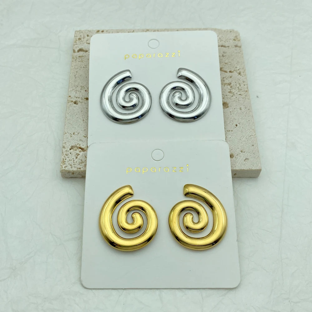 Spiral Swirl Stud Earrings | 18K Gold Plated Stainless Steel