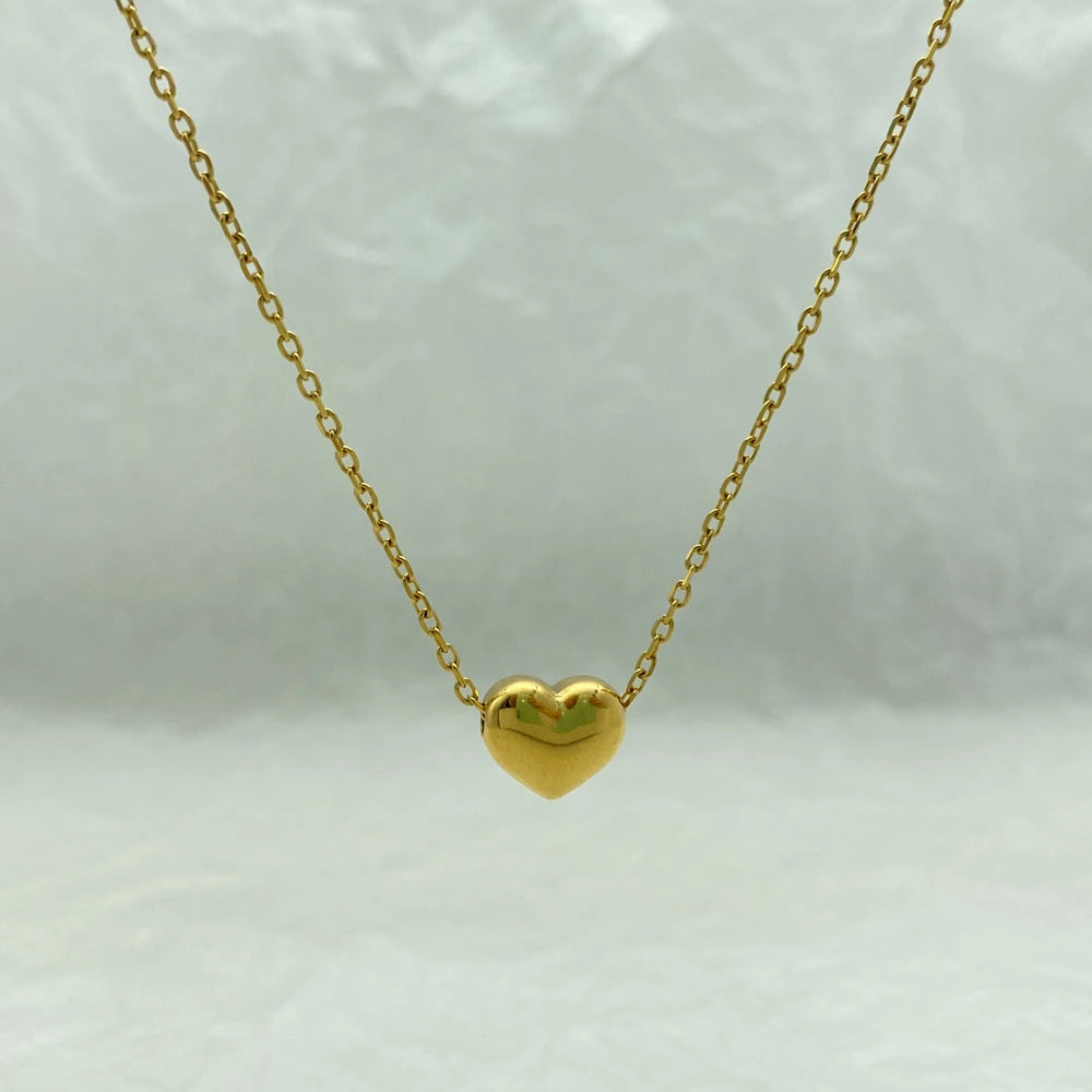 18K Gold Plated Fashion Small Heart Stainless Steel Pendant Necklace