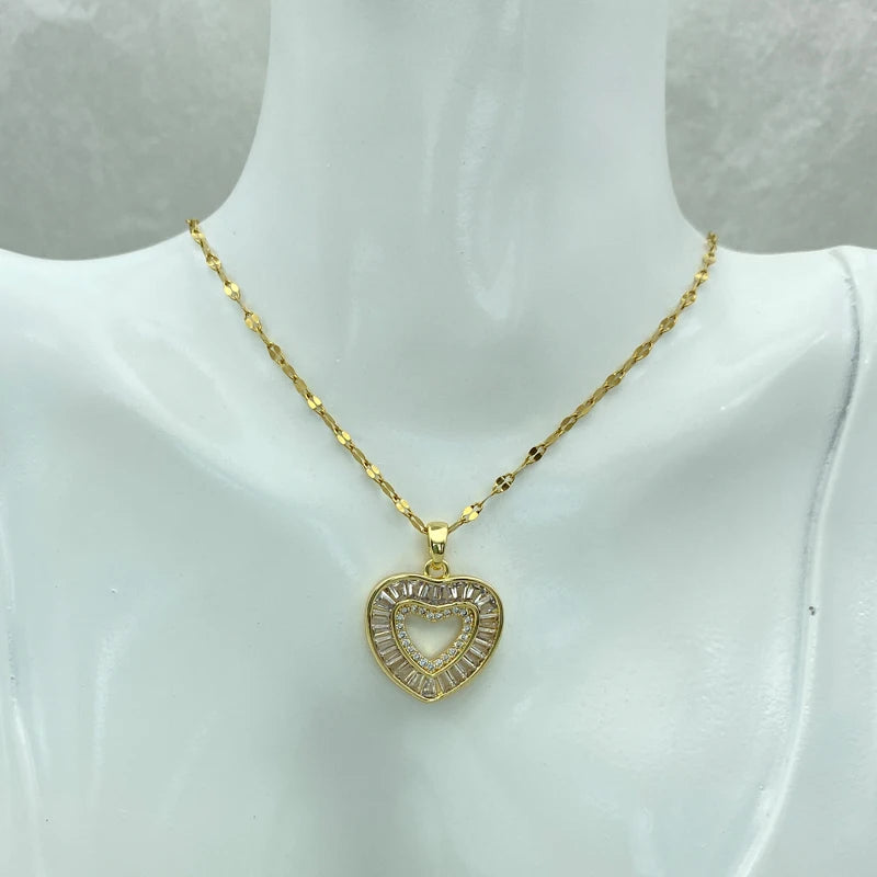 Wholesale Gold Plated Stainless Steel Big Heart Pendant Necklace