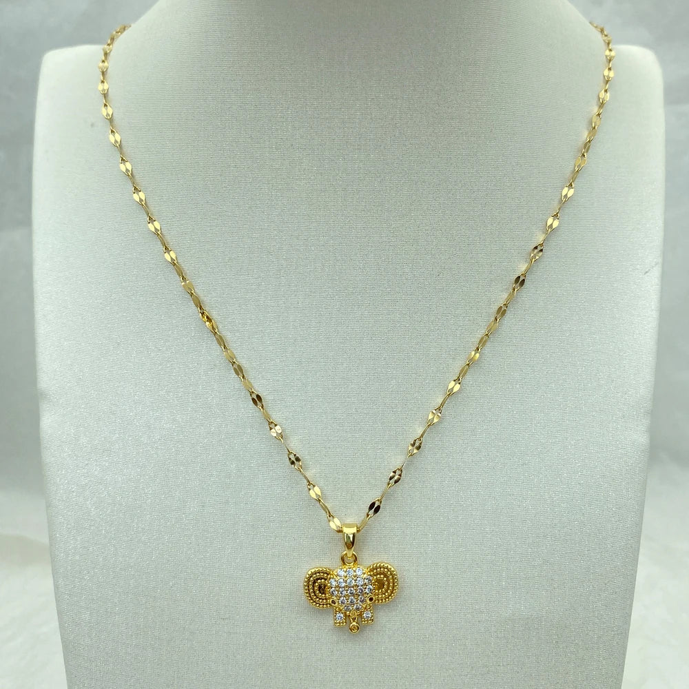 Gold Plated Elephant Necklace for Women Jewelry Titanium Steel Pendant Necklace Animal Luxury Choker Japanese Korean Wholesale