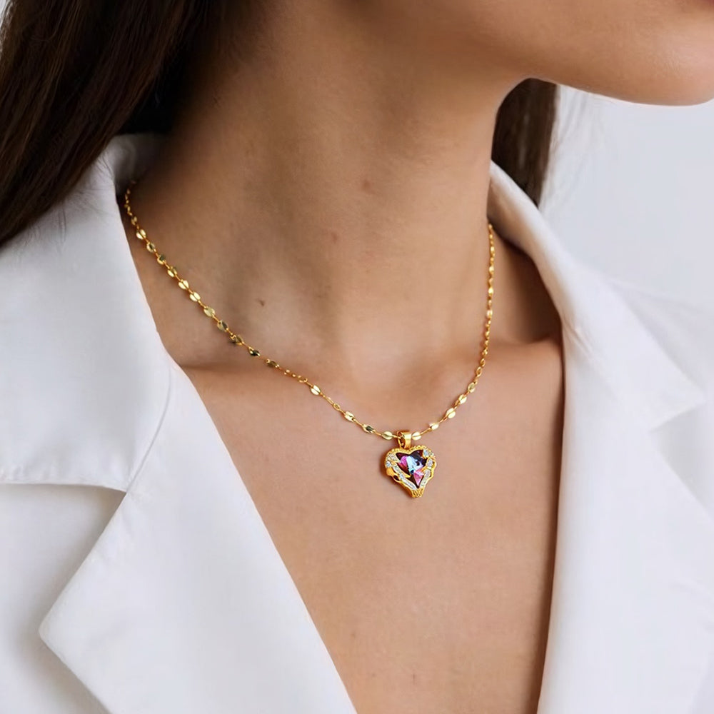 Wholesale PVD Gold Plated Stainless Steel Chain Heart Pendant Necklace