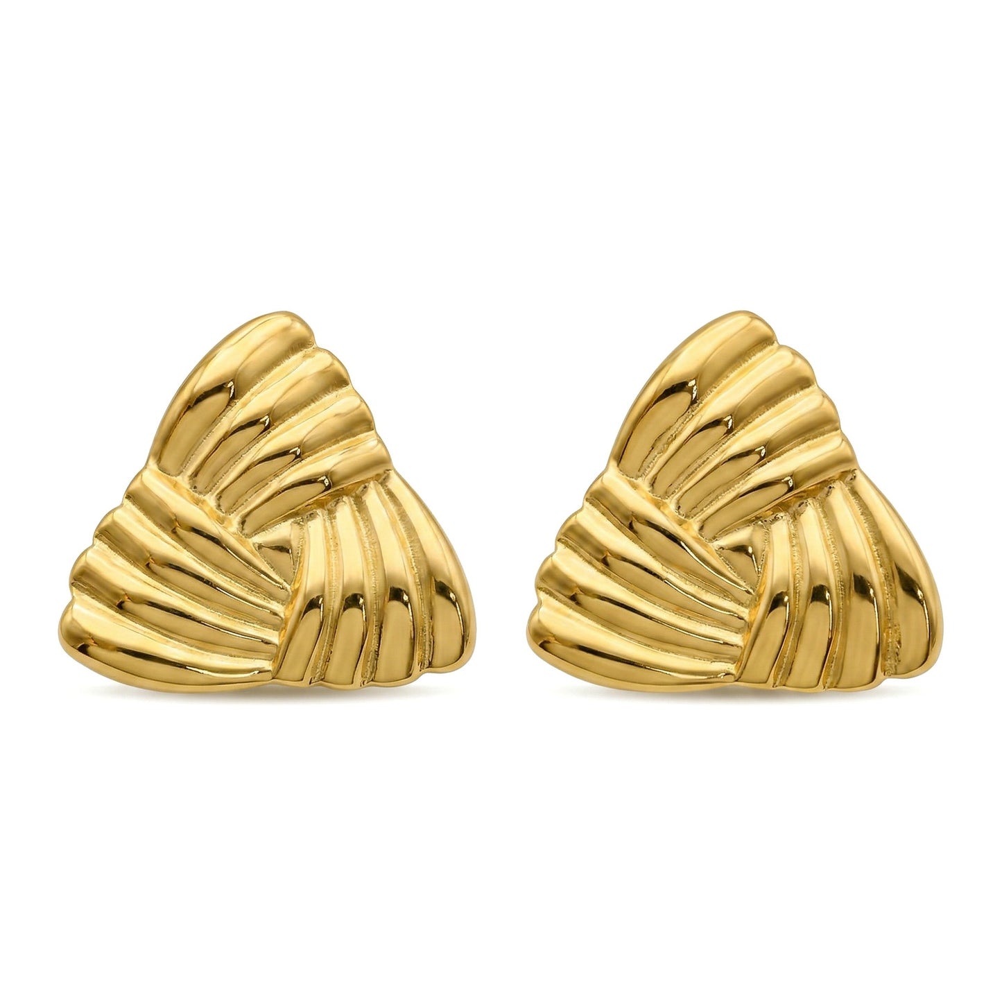 Gold Scallop Fan Triangle Earrings | Waterproof Stainless Steel