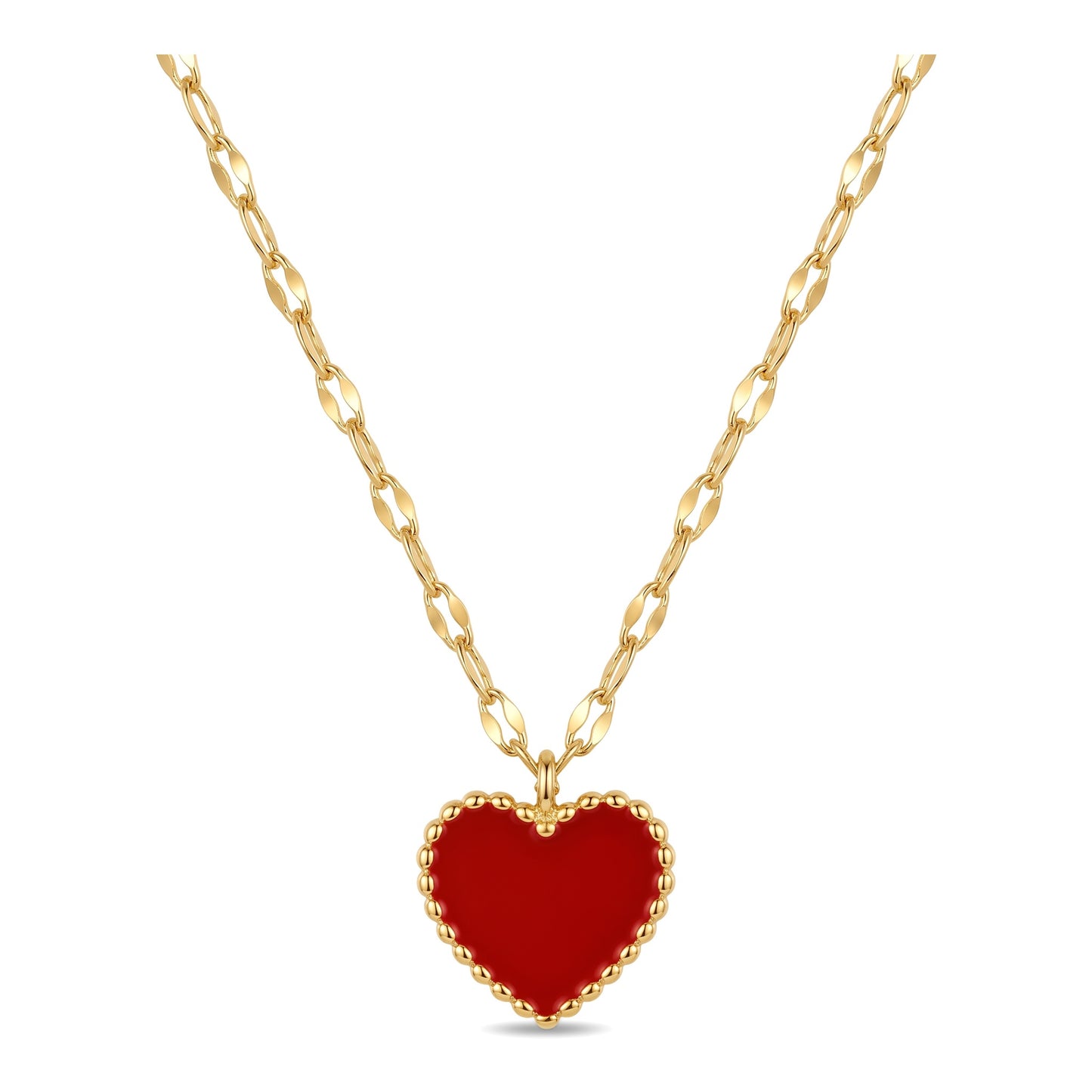 Red Heart Pendant Necklace | Stainless Steel Chain & Pendant