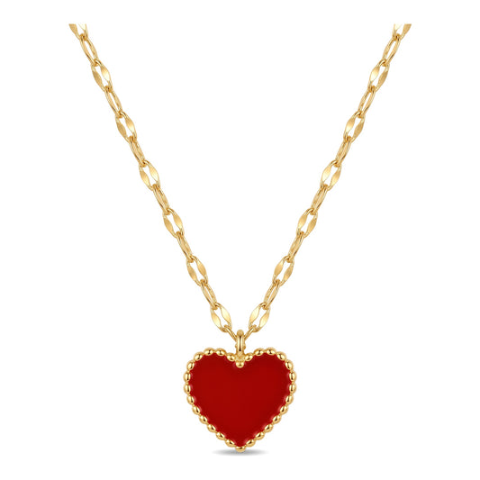 Red Heart Pendant Necklace | Stainless Steel Chain & Pendant