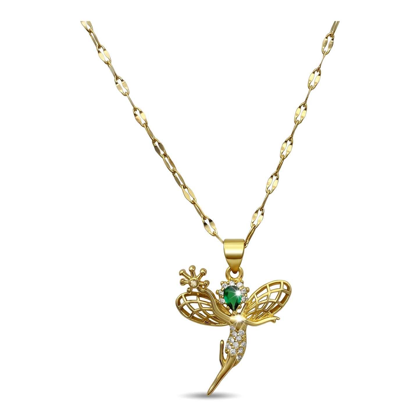 Gold Fairy Hummingbird Pendant Necklace |Stainless Steel Chains