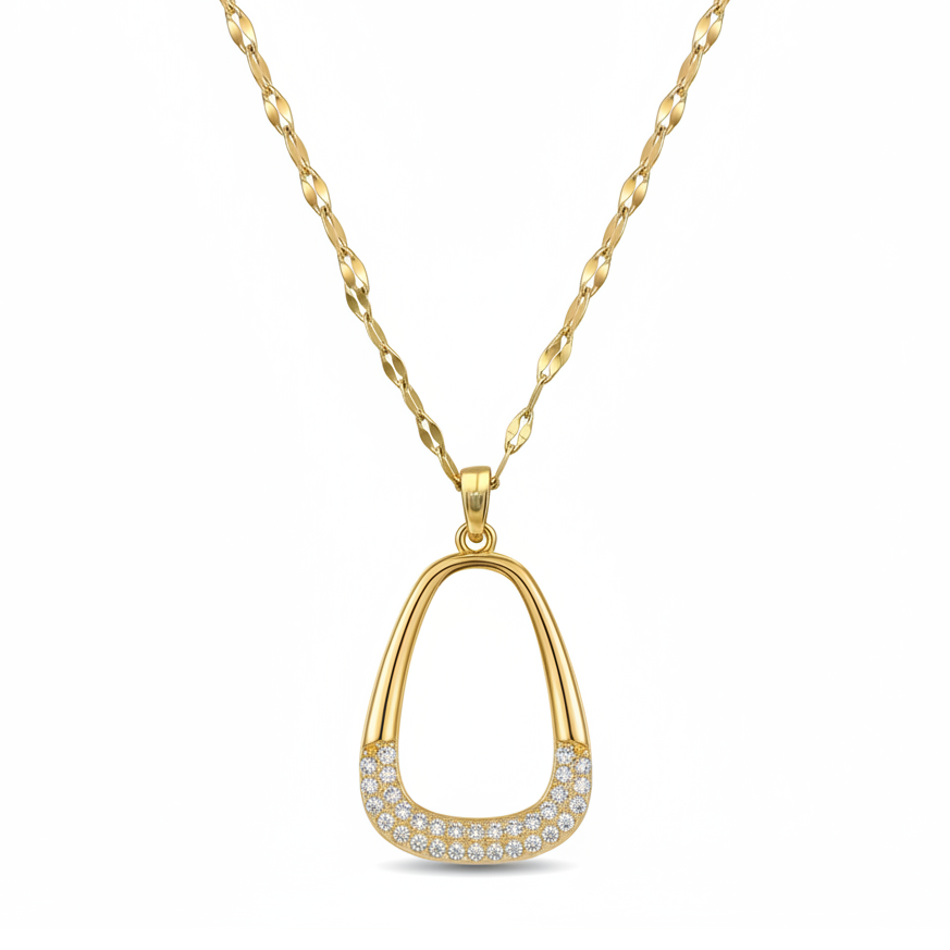 18K Gold Plated Open Geometric Pendant Necklace | Stainless Steel Chains