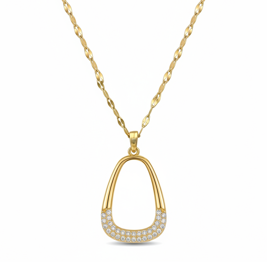 18K Gold Plated Open Geometric Pendant Necklace | Stainless Steel Chains