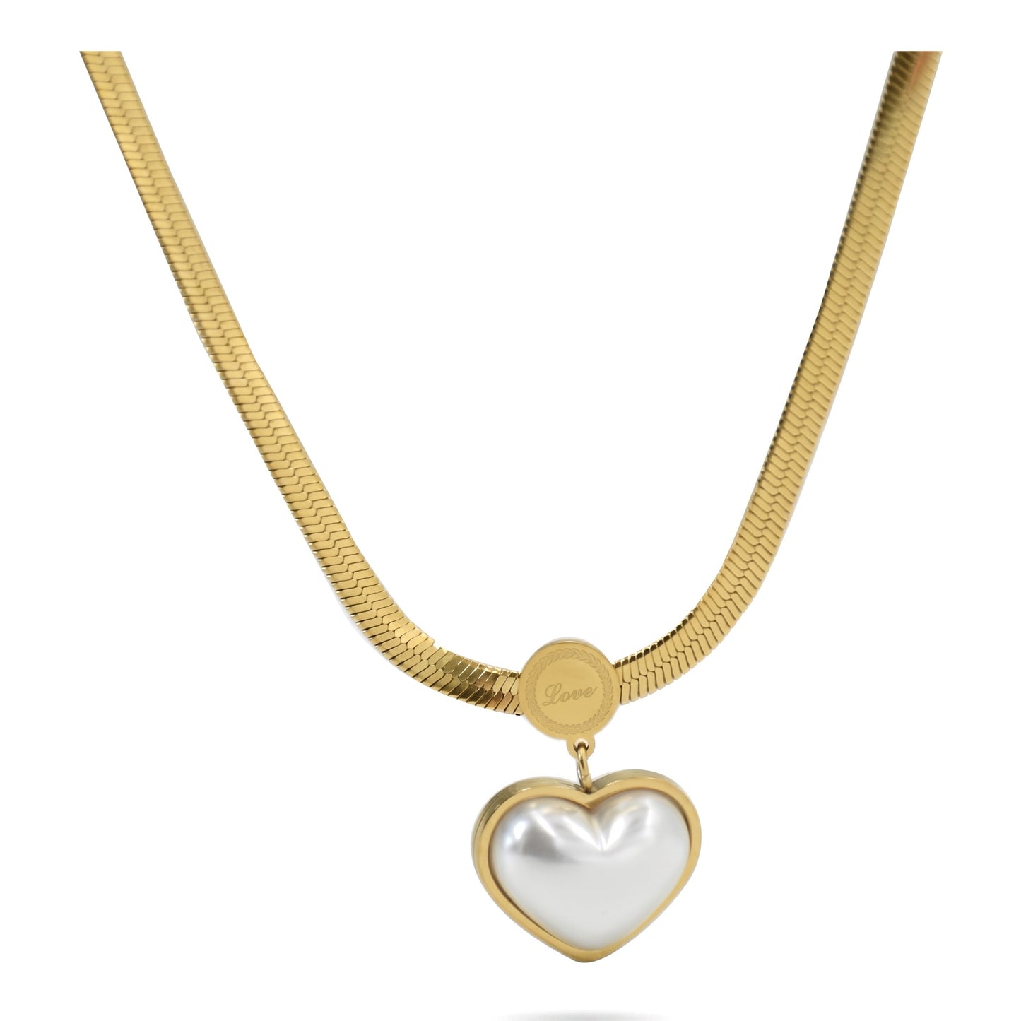 Brad Chain Heart pearl pendant Stainless steel necklaces for women