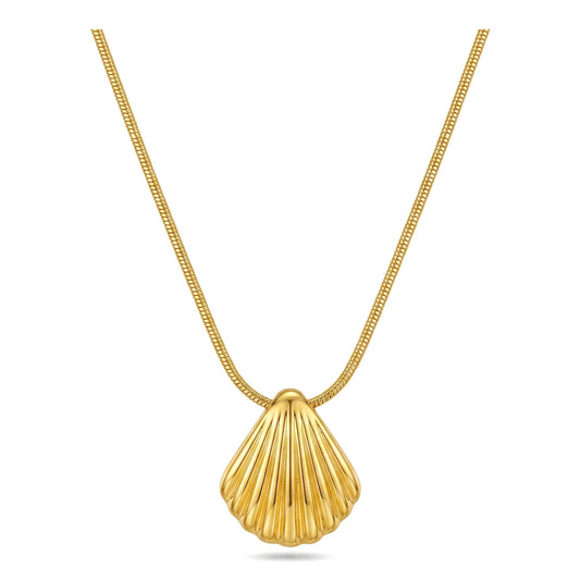 Stainless Steel Snake Chain Shell Pendants Necklace For Women