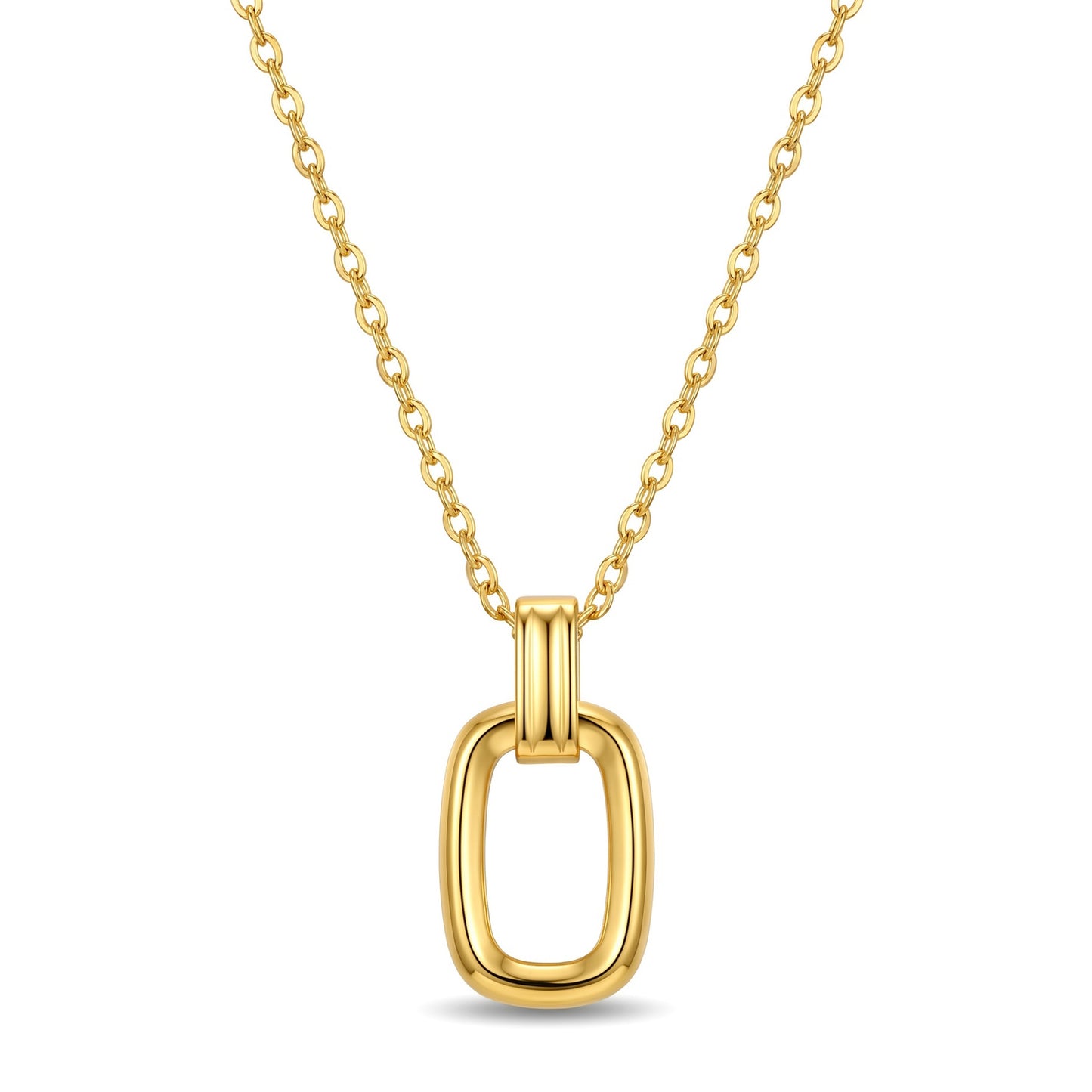 Minimalist Open Rectangle Pendant Necklace | 18K Gold Plated Stainless Steel