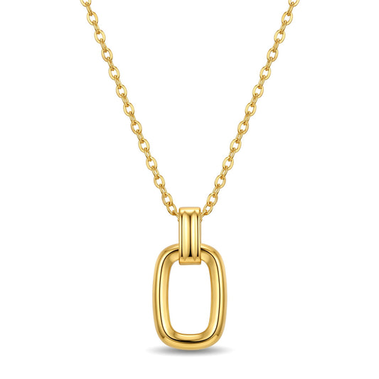Minimalist Open Rectangle Pendant Necklace | 18K Gold Plated Stainless Steel