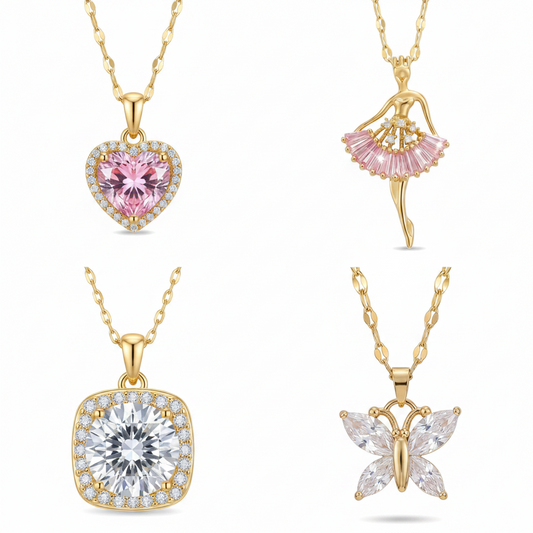 Wholesale Stainless Steel Mermaid Heart Butterfly Pendant Necklace