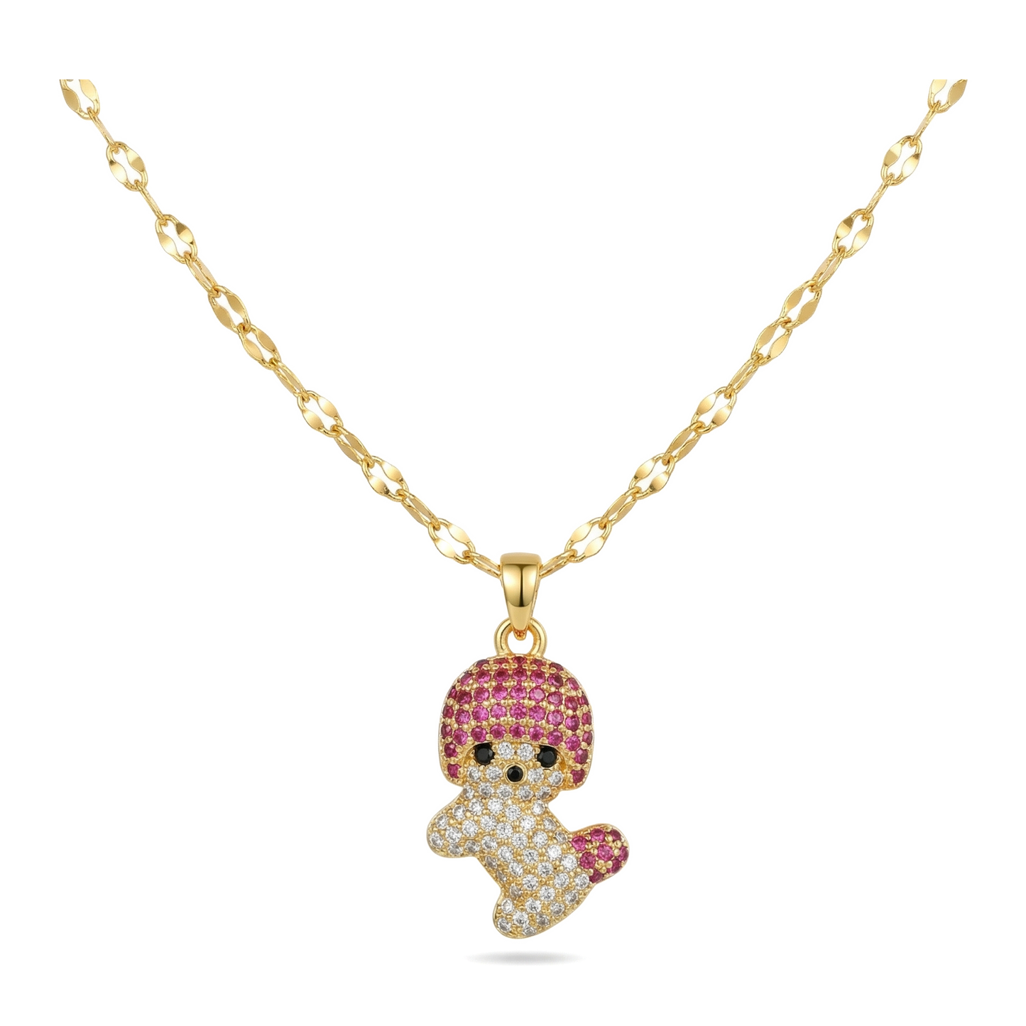 Wholesale Gold Color Stainless Steel Dog Zircon Pendant Necklace