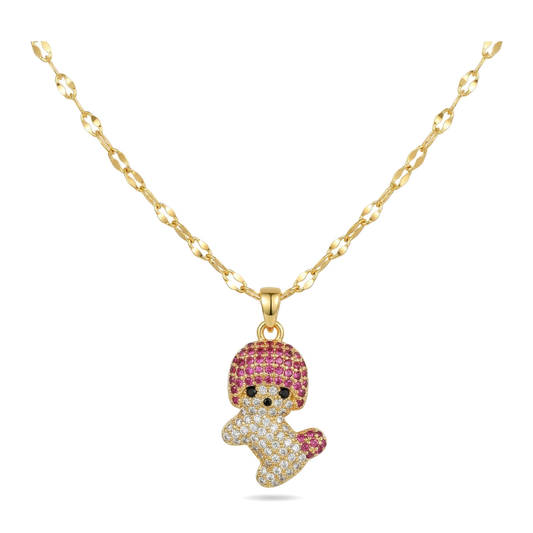 Wholesale Gold Color Stainless Steel Dog Zircon Pendant Necklace