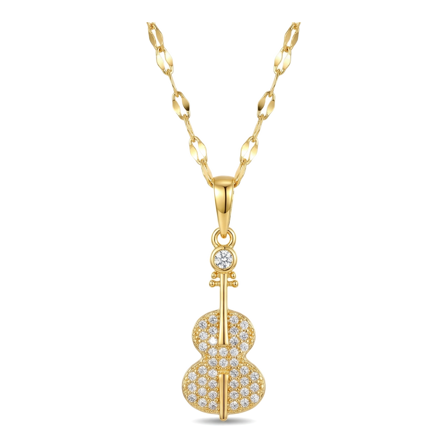 Wholesale Gold Plated Titanium Steel Violin Pendant Necklace