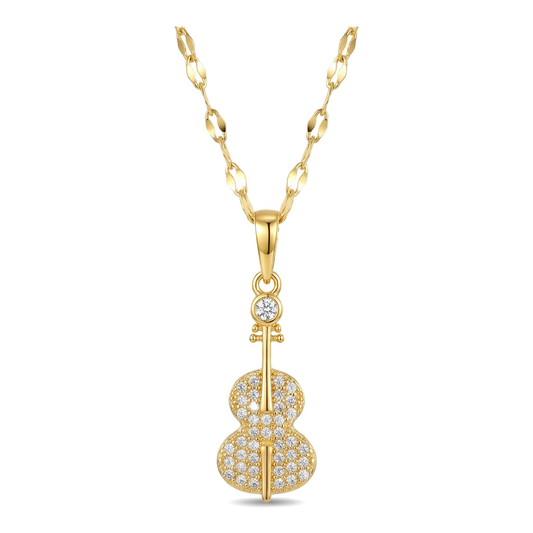 Wholesale Gold Plated Titanium Steel Violin Pendant Necklace