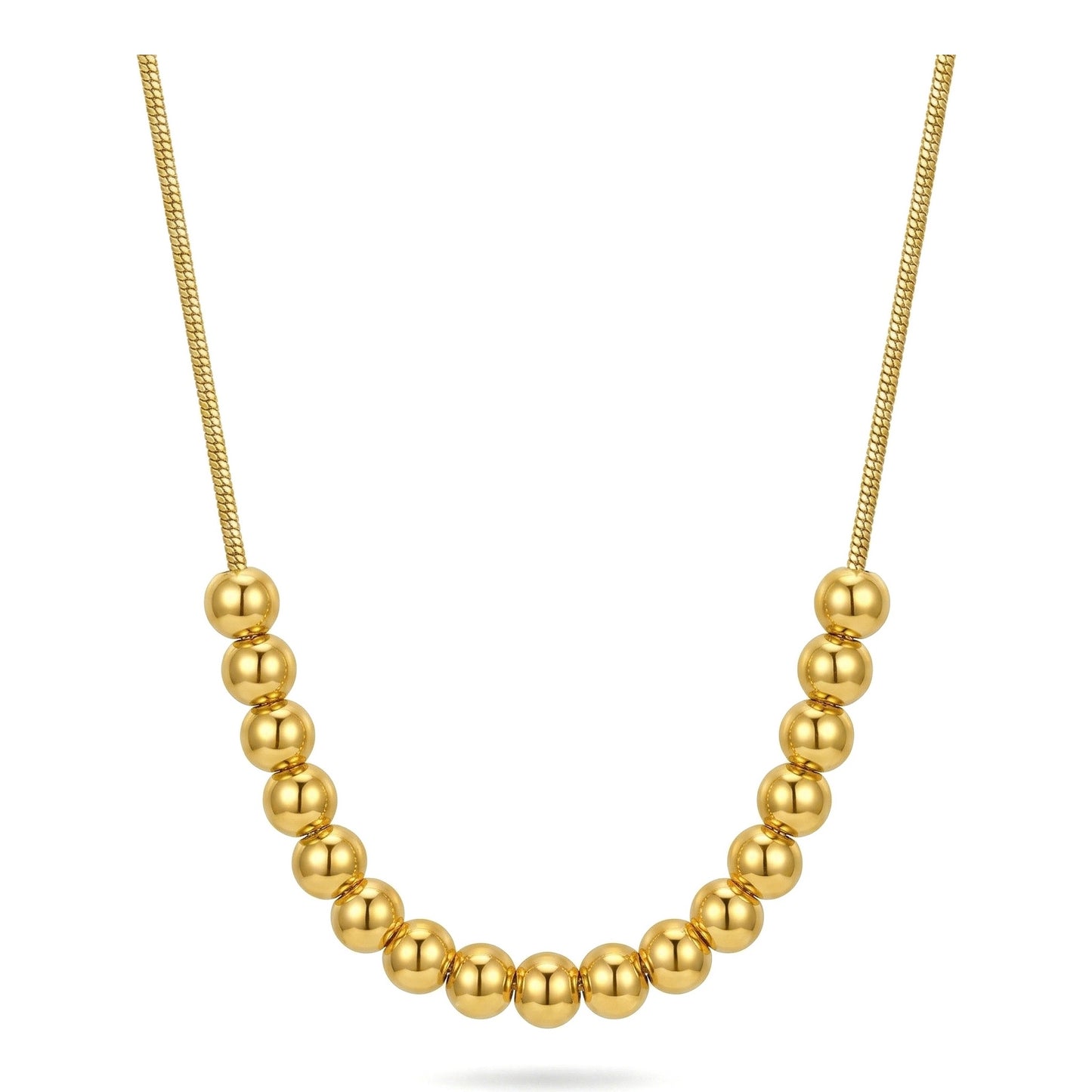 Snake Chain Stainless Steel Multi-drop Beads Necklace for Women