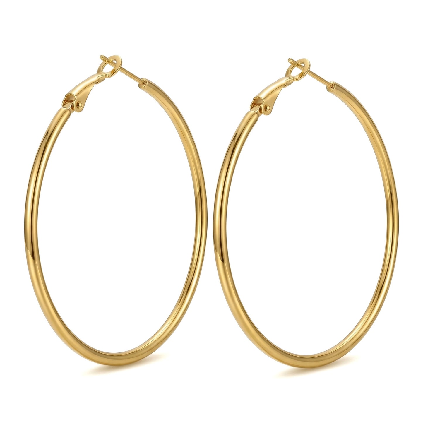 Classic Thin Tube Hoop Earrings | 18K Gold Plated Stainless Steel