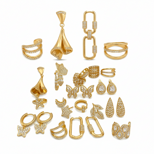 Wholesale 18K Gold Plated Brass Zircon Ear Cuff Earrings