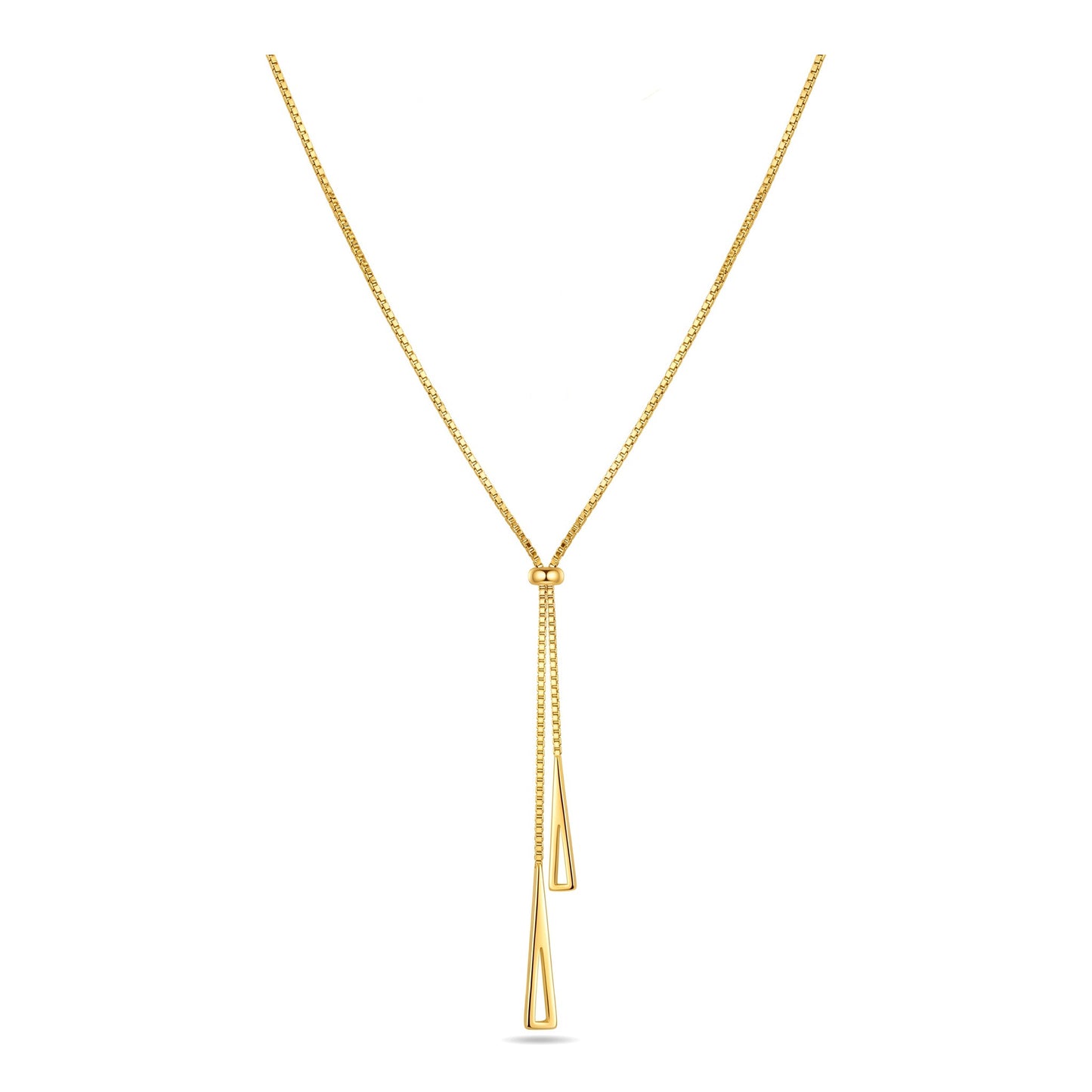 Minimalist Double Triangle Drop Necklace | Stainless Steel Adjustable Y-Chain