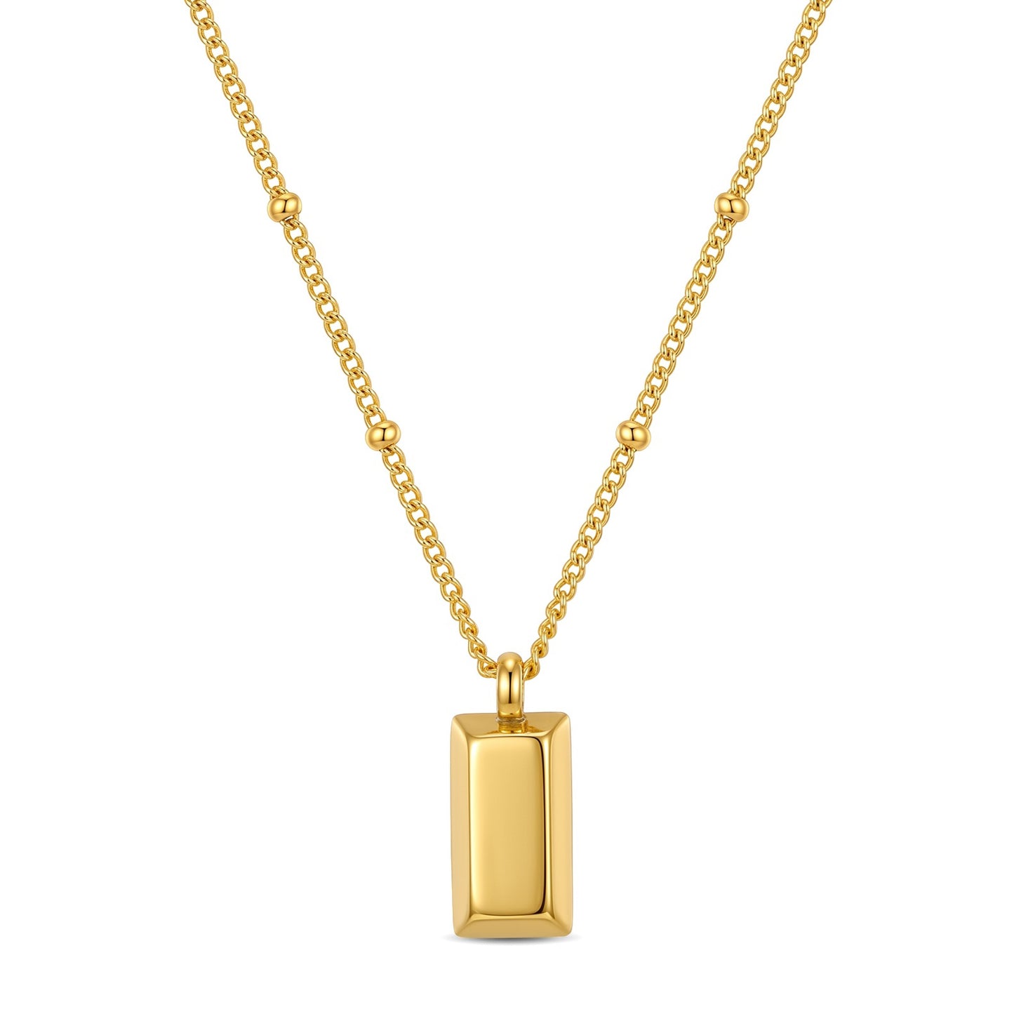 18K Gold Plated Bar Pendant Necklace | Stainless Steel Satellite Chain
