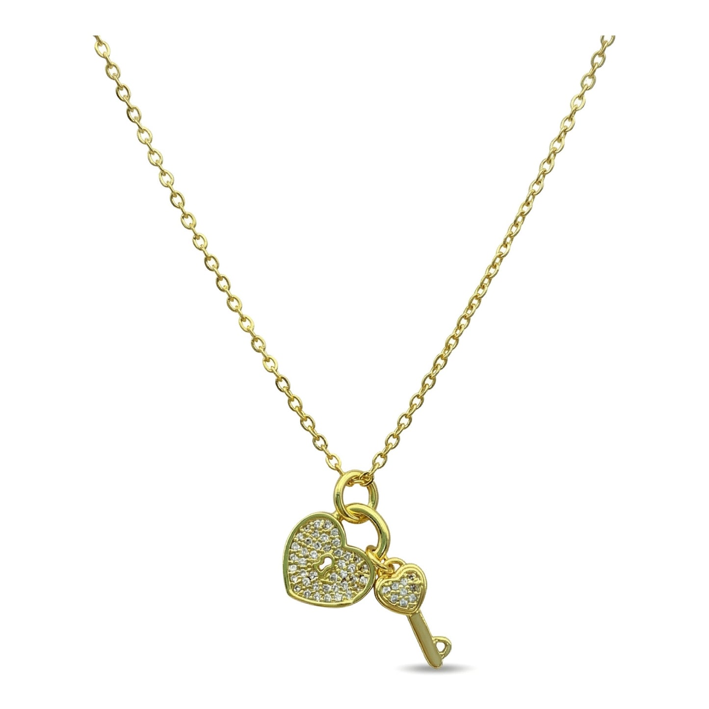 Wholesale Gold Plated Stainless Steel Key Heart Pendant Necklace