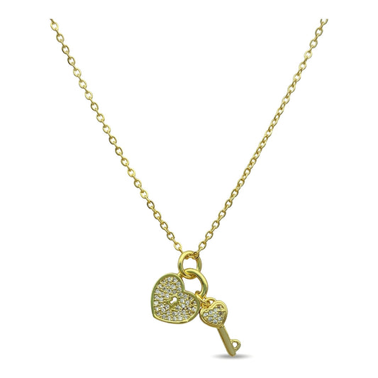 Wholesale Gold Plated Stainless Steel Key Heart Pendant Necklace