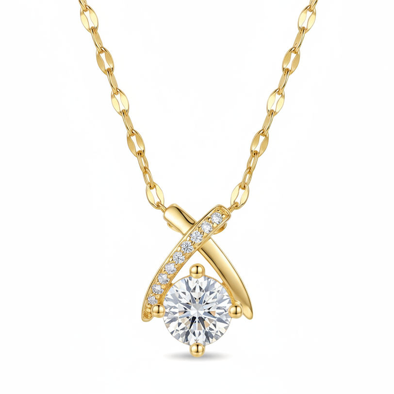 Round CZ Diamond-Cut Pendant Necklace|Stainless Steel Chains