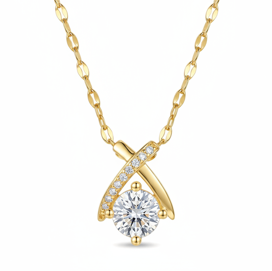 Round CZ Diamond-Cut Pendant Necklace|Stainless Steel Chains