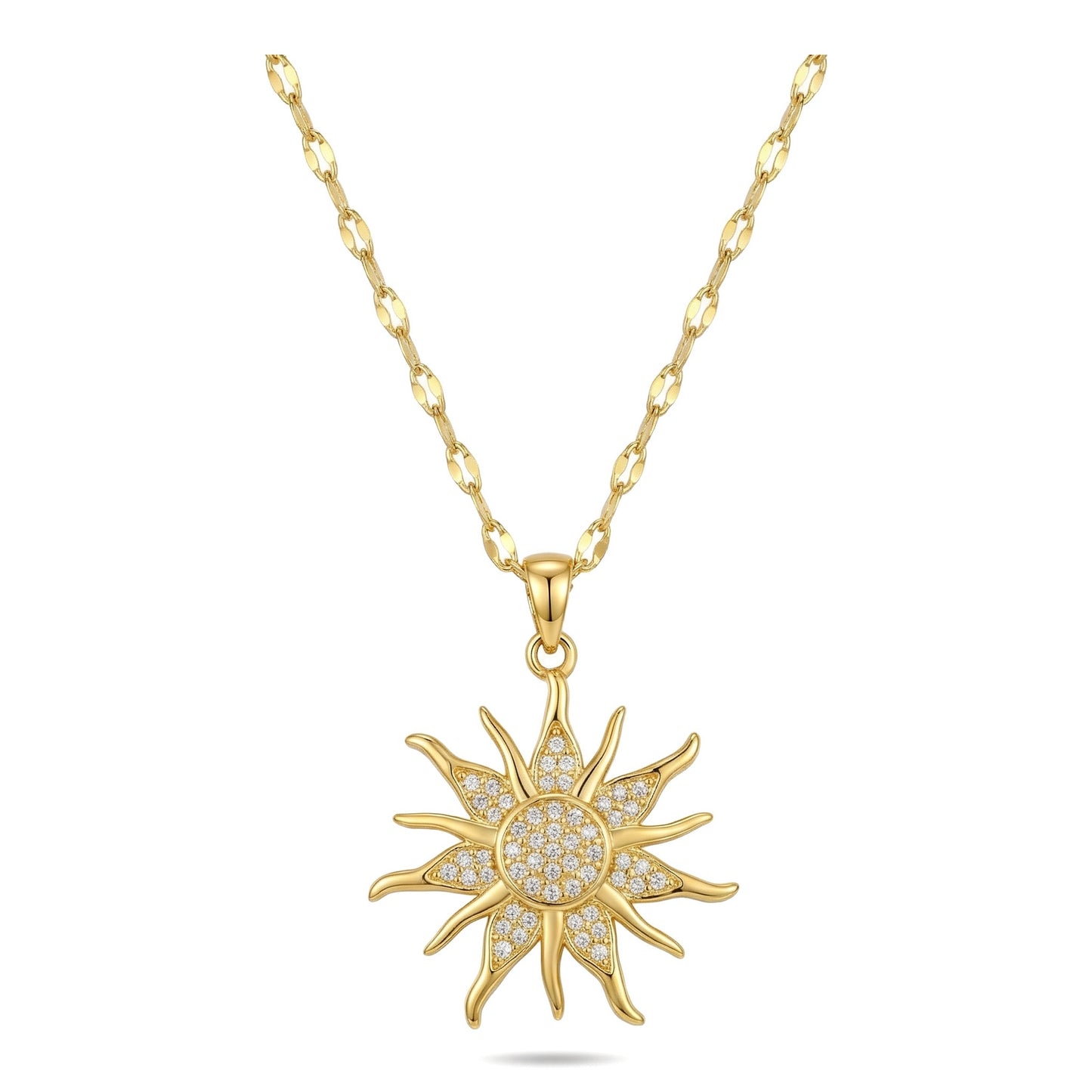 Wholesale Gold Plated Stainless Steel Sunflower Pendant Necklace