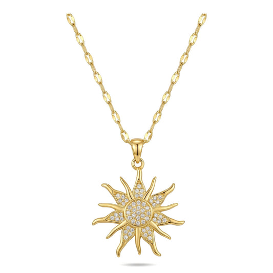 Wholesale Gold Plated Stainless Steel Sunflower Pendant Necklace