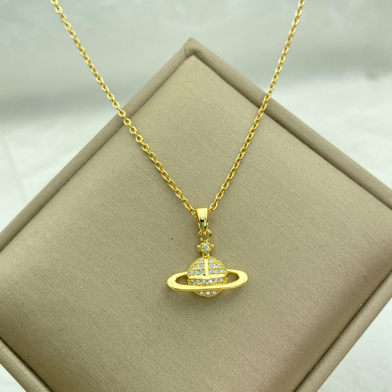 18K Gold Plated Stainless Steel Pendant Necklace | CZ Heart, Pearl,