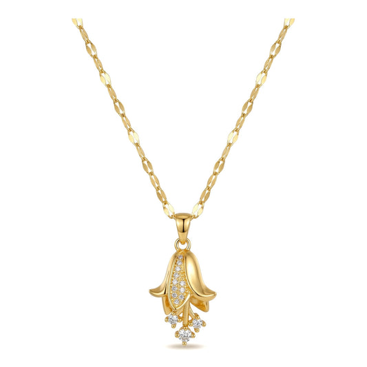 Wholesale Gold Plated Stainless Steel Tulip Pendant Necklace