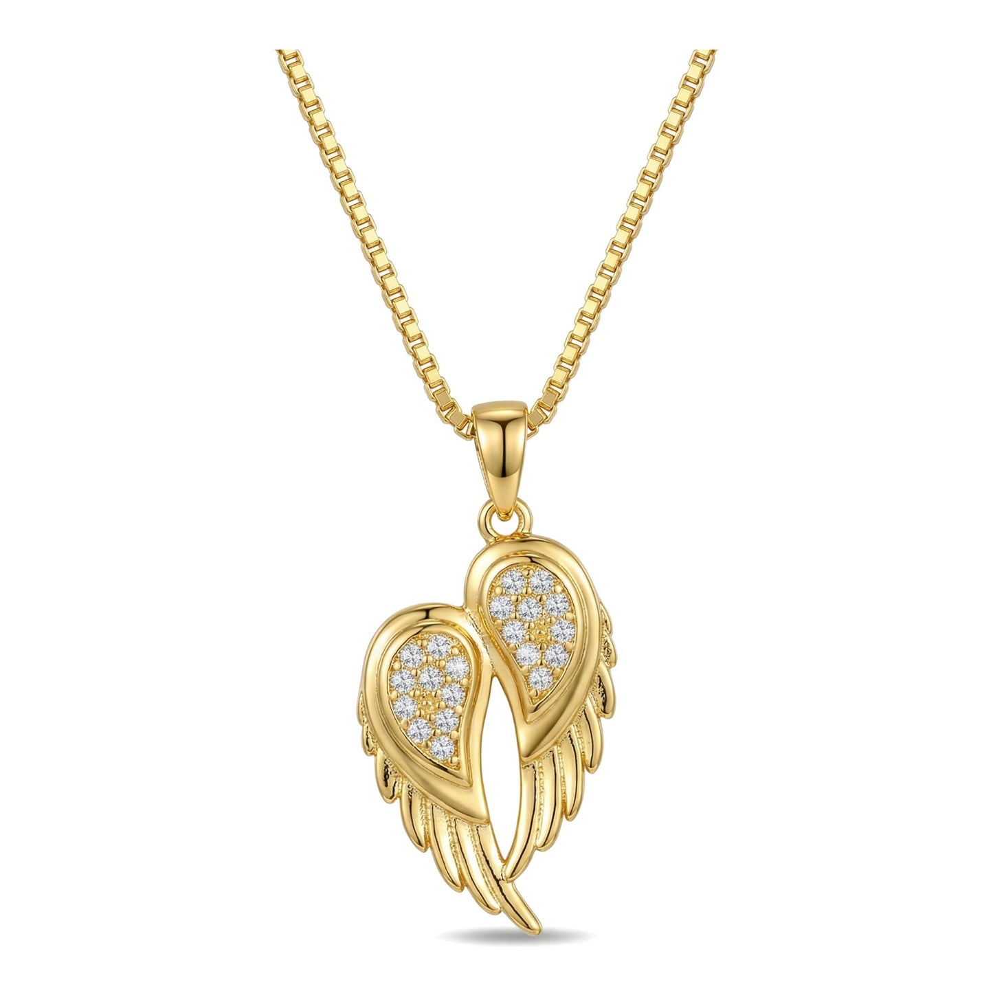 Wholesale Gold Plated Stainless Steel Zircon Wings Necklace