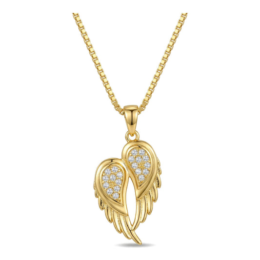 Wholesale Gold Plated Stainless Steel Zircon Wings Necklace