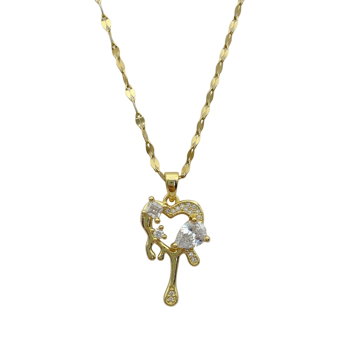 Heart Pendant Necklace| 18K Gold Stainless Steel Chains