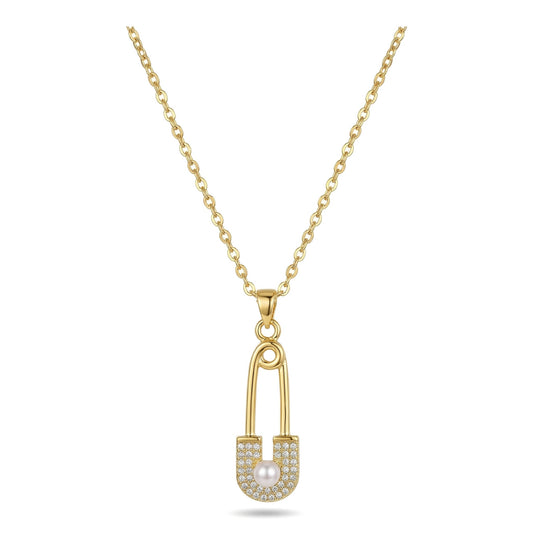 Wholesale Gold Plated Stainless Steel Pearl Pin Pendant Necklace