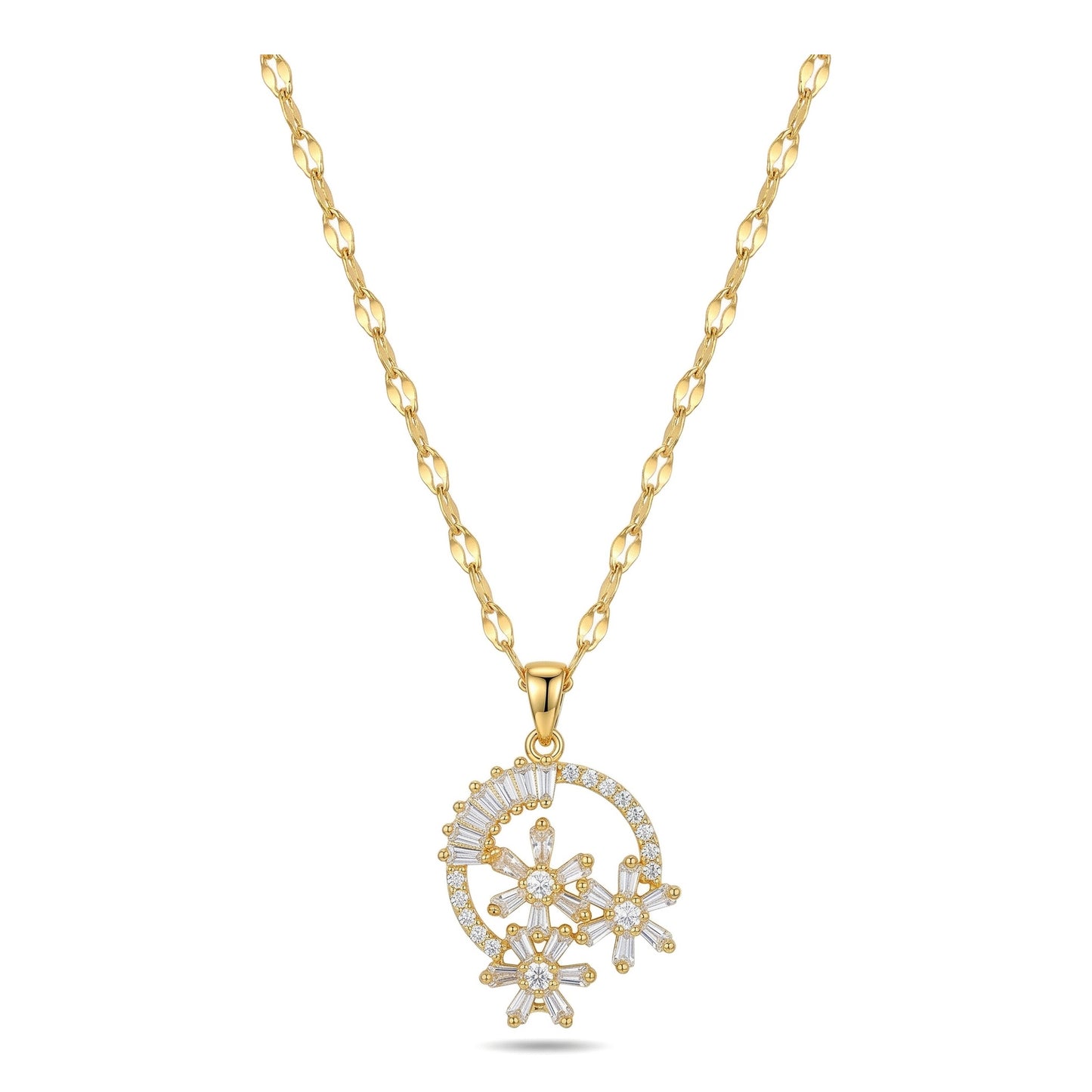 Wholesale Gold Plated Stainless Steel Big Flower Pendant Necklace