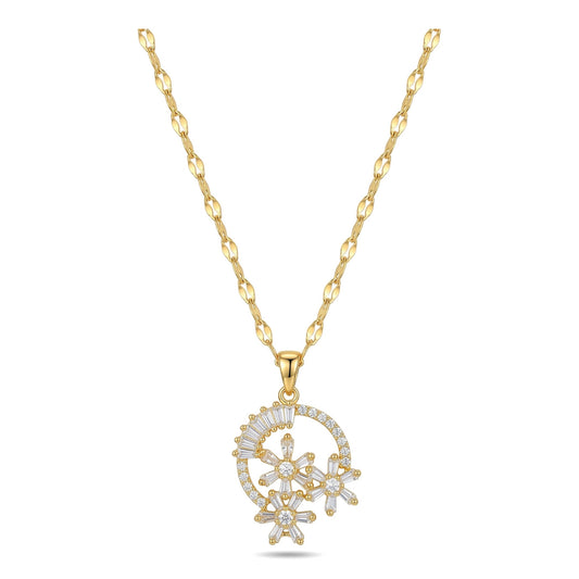 Wholesale Gold Plated Stainless Steel Big Flower Pendant Necklace