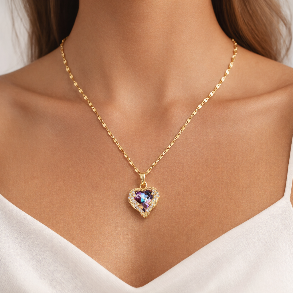 Wholesale PVD Gold Plated Stainless Steel Chain Heart Pendant Necklace