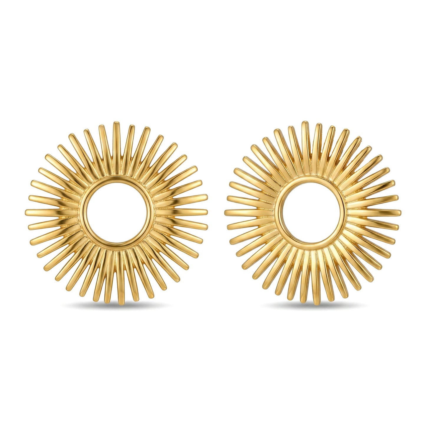 Sunburst Circle Stud Earrings| 18K Gold Plated Stainless Steel