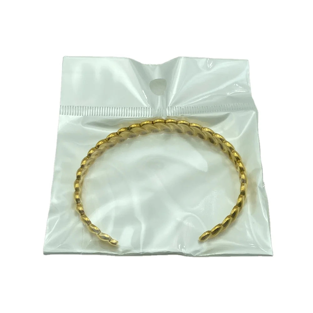 Wholesale Polished jewelry Fashion Luxury Design 18K Gold Plated Stainless Steel Bracelet Bangle For Women