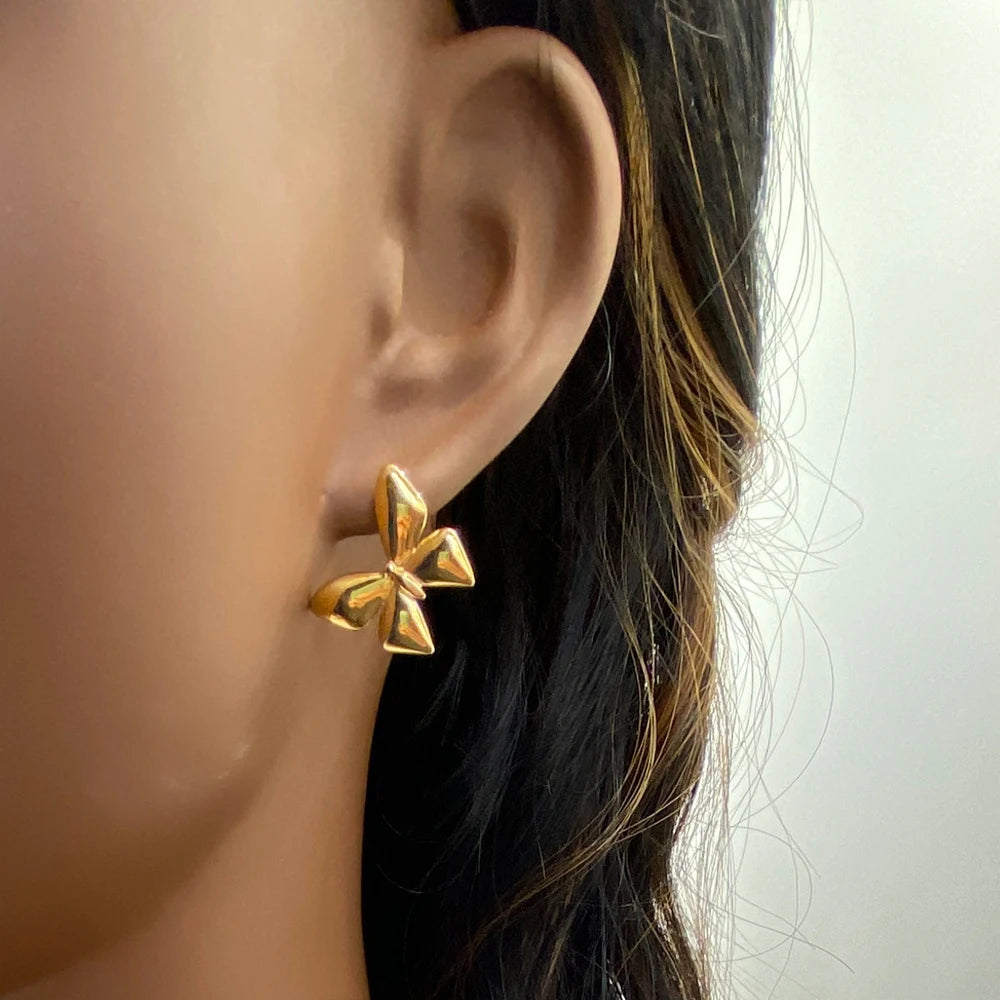 Geometric Butterfly Earrings | Gold Plated Stainless Steel Studs