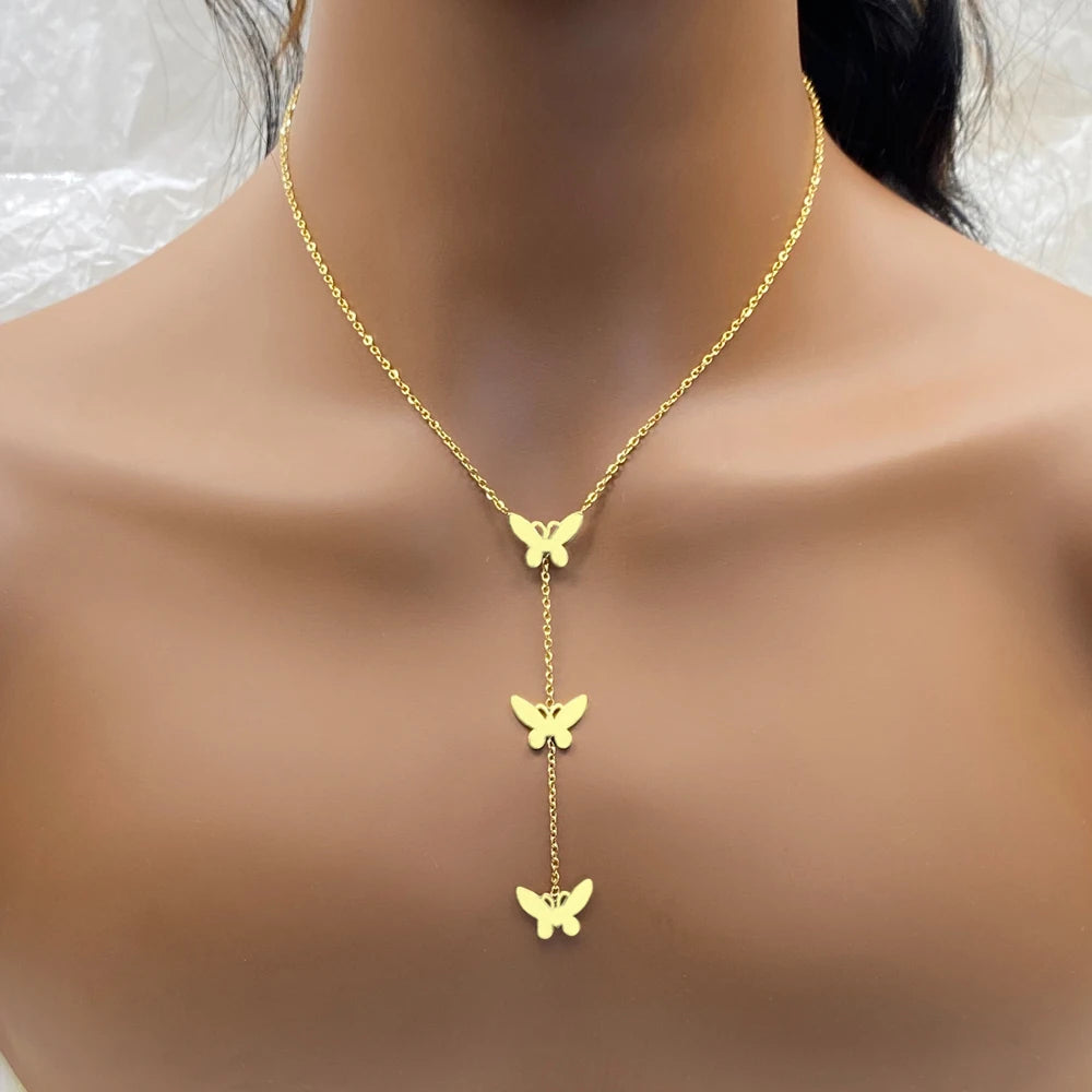 Polished  Mixed Styles Stainless Steel Fashion Tassel Cross Necklace