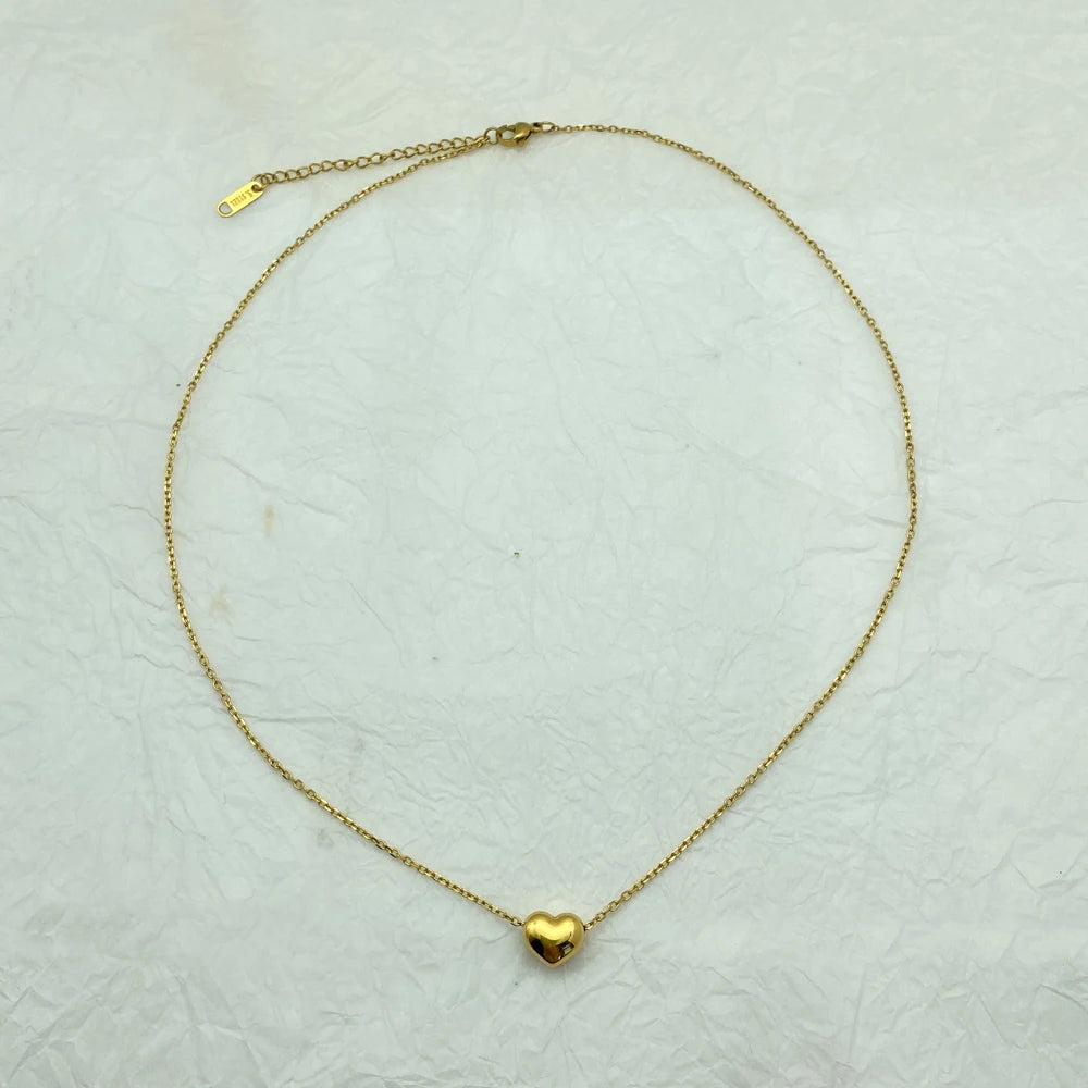 18K Gold Plated Fashion Small Heart Stainless Steel Pendant Necklace