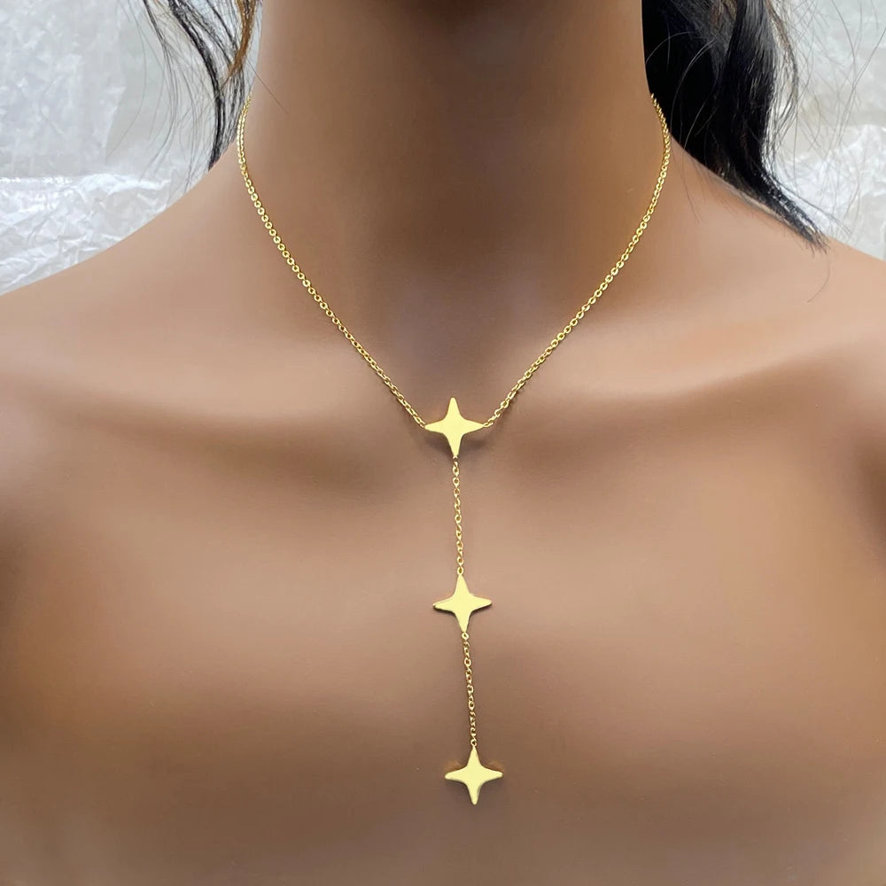 Polished  Mixed Styles Stainless Steel Fashion Tassel Cross Necklace