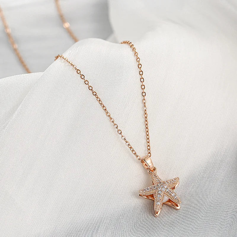 Starfish Pearl Pendant Necklace for Women 2020 Jewelry Titanium Steel O Chain Necklace Luxury Choker Korean Elegant Wholesale