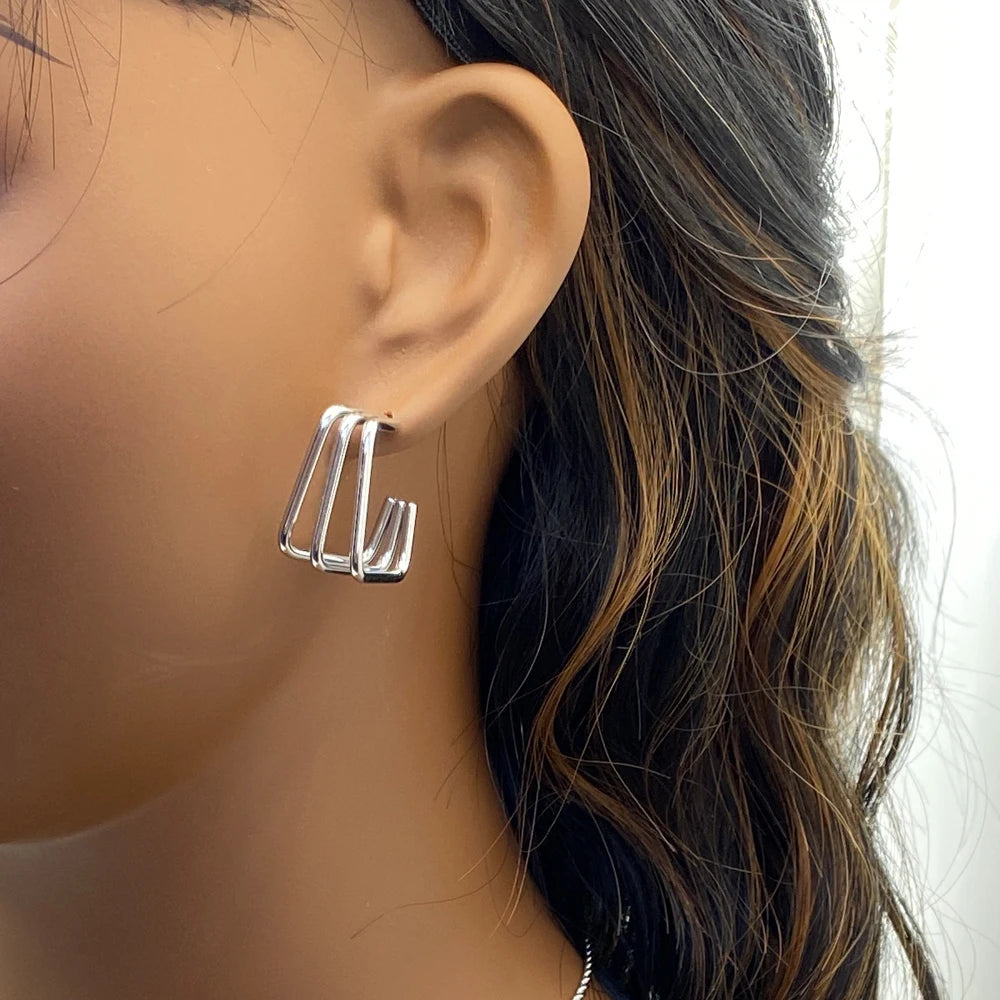 Wholesale Price Gold and Silver Color Non-Tarnish Stainless Steel Stud Geometric Earrings For Women